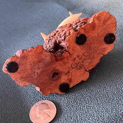 FIGURAL SWIMMING DOLPHINS MINI ART WORK ON WOOD BASE