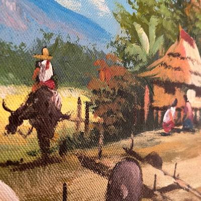 COLORFUL OIL PAINTING RURAL SCENE INDONESIA?