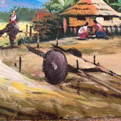 COLORFUL OIL PAINTING RURAL SCENE INDONESIA?