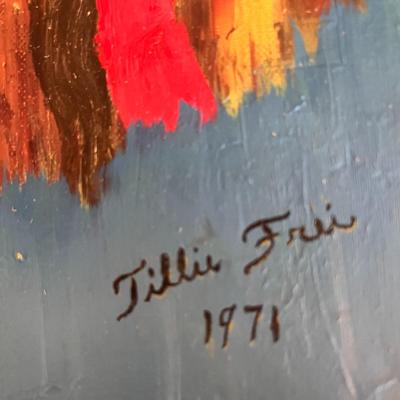 FAB OIL PAINTING AMERICAN INDIAN w/FEATHER HEADDRESS