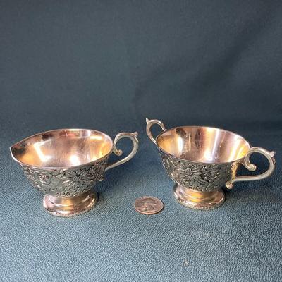 VINTAGE SILVER PLATED CREAM SUGAR SET 
