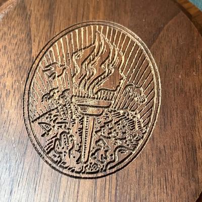 WALNUT LIDDED JEWELRY BOX LDS YOUNG WOMENS TORCH