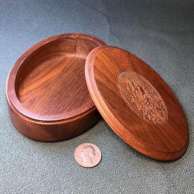 WALNUT LIDDED JEWELRY BOX LDS YOUNG WOMENS TORCH