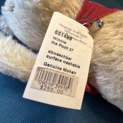 STEIFF JOINTED MOHAIR WINNIE THE POOH w/ TAGS, EAR BUTTON 