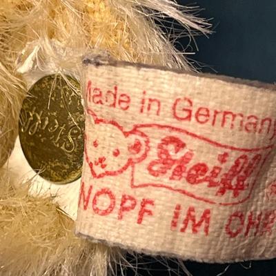 STEIFF JOINTED MOHAIR WINNIE THE POOH w/ TAGS, EAR BUTTON 