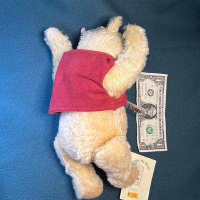 STEIFF JOINTED MOHAIR WINNIE THE POOH w/ TAGS, EAR BUTTON 