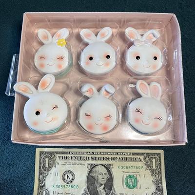 CUTE BUNNY RABBIT CUPCAKE TOPPERS SET OF 6