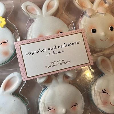 CUTE BUNNY RABBIT CUPCAKE TOPPERS SET OF 6