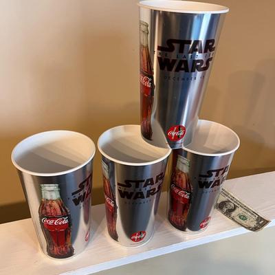 COCA-COLA STAR WARS LAST JEDI LARGE DRINKING CUPS x 4