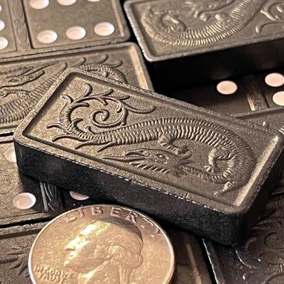 COMPLETE SET VINTAGE WOODEN DRAGON DOMINOES