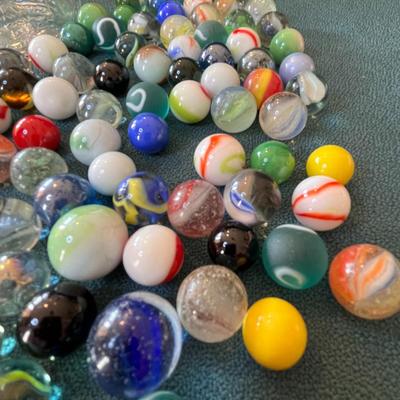 JAR OF VINTAGE MARBLES 