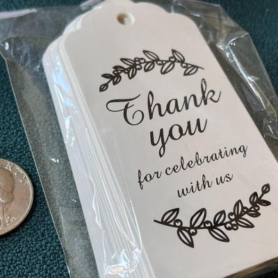 24 PACK ORGANDY DRAWSTRING POUCHES w/ THANK YOU TAGS