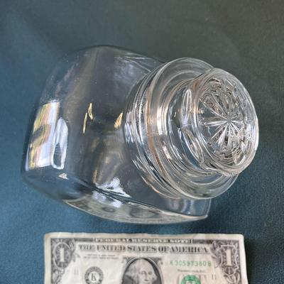VINTAGE STYLE CANDY JAR CLEAR GLASS w/ HANDLE LID