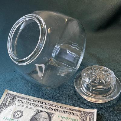 VINTAGE STYLE CANDY JAR CLEAR GLASS w/ HANDLE LID