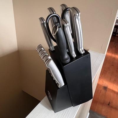 OSTER 13 PC. KNIFE SET IN BLACK WOODEN BLOCK 