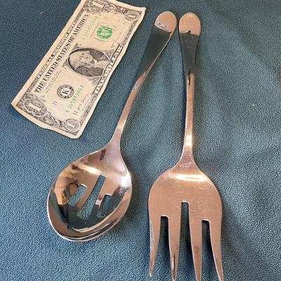 SERVING PIECES PAIR LARGER FORK and SLOTTED SPOON