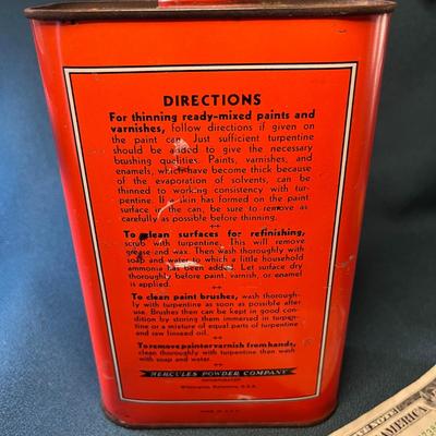 OLD HERCULES POWDER COMPANY 1QT. TURPENTINE TIN