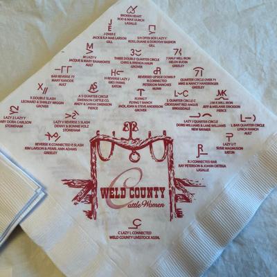 Weld County Cattlewomen Banquet Napkins with brands