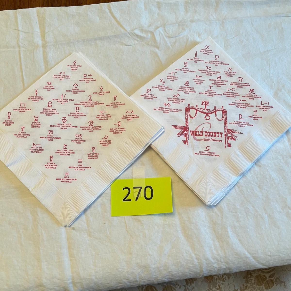 Weld county cattlewomen banquet napkins with brands estatesales