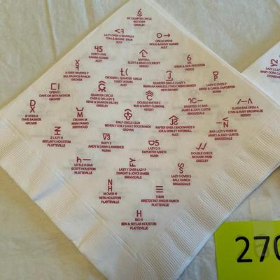 Weld County Cattlewomen Banquet Napkins with brands