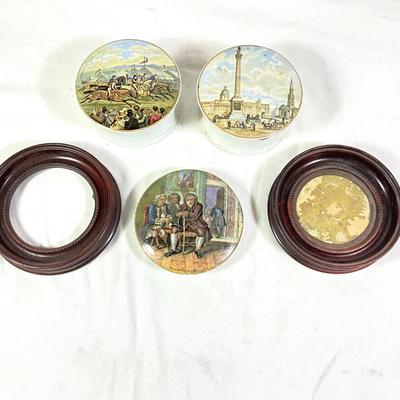 1468 Antique Victorian Prattware Pot Lid and Jars
