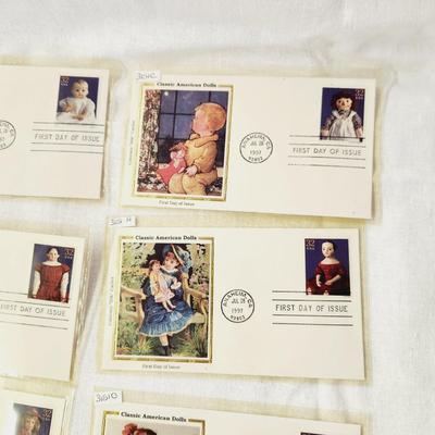8 PC - FIRST DAY ISSUE STAMPS - CLASSIC AMERICAN DOLLS - #1
