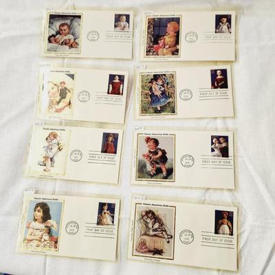 8 PC - FIRST DAY ISSUE STAMPS - CLASSIC AMERICAN DOLLS - #1
