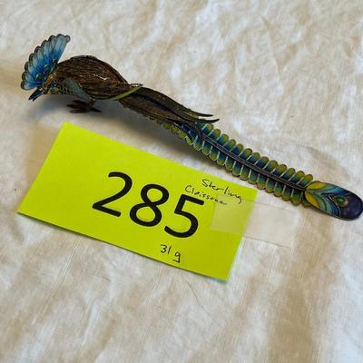 Silver & Cloisonne Bird Figure