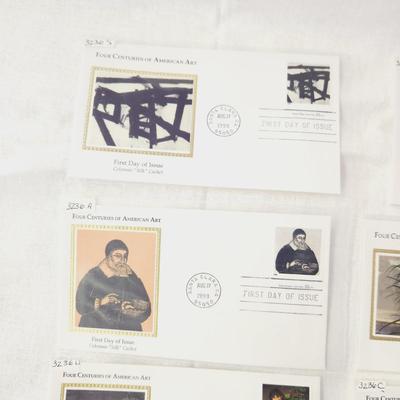 8 PC - FIRST DAY ISSUE STAMPS - 4 CENTURIES OF AMERICAN ART