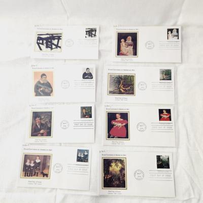 8 PC - FIRST DAY ISSUE STAMPS - 4 CENTURIES OF AMERICAN ART
