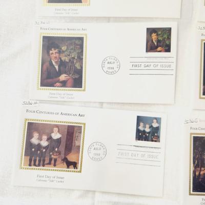 8 PC - FIRST DAY ISSUE STAMPS - 4 CENTURIES OF AMERICAN ART