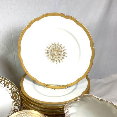 1470 Large Set of Vintage Limoge and Royal Doulton Gold and White China