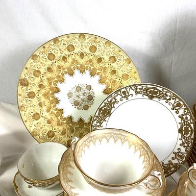1470 Large Set of Vintage Limoge and Royal Doulton Gold and White China