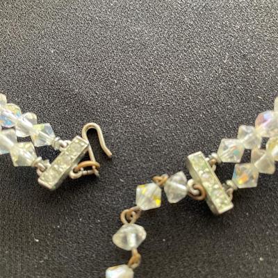 TWO STRANDS CRYSTAL NECKLACES WITH EARRINGS