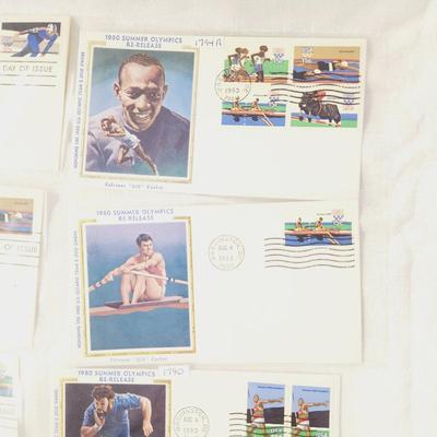 8 PC - FIRST DAY ISSUE STAMPS - OLYMPIC SPORTS