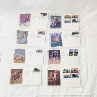 8 PC - FIRST DAY ISSUE STAMPS - OLYMPIC SPORTS