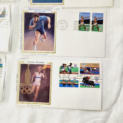 8 PC - FIRST DAY ISSUE STAMPS - OLYMPIC SPORTS