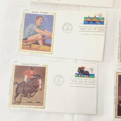8 PC - FIRST DAY ISSUE STAMPS - OLYMPIC SPORTS