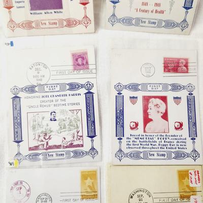 6 PC - FIRST DAY ISSUE SOUVENIR STAMP CARDS - 1948 VARIETY