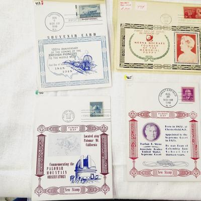 6 PC - FIRST DAY ISSUE SOUVENIR CARD STAMPS - 1948 VARIETY #2