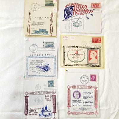 6 PC - FIRST DAY ISSUE SOUVENIR CARD STAMPS - 1948 VARIETY #2