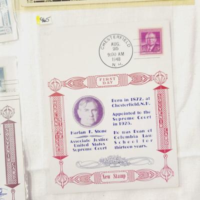 6 PC - FIRST DAY ISSUE SOUVENIR CARD STAMPS - 1948 VARIETY #2