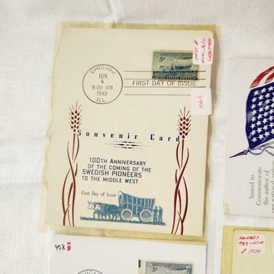6 PC - FIRST DAY ISSUE SOUVENIR CARD STAMPS - 1948 VARIETY #2