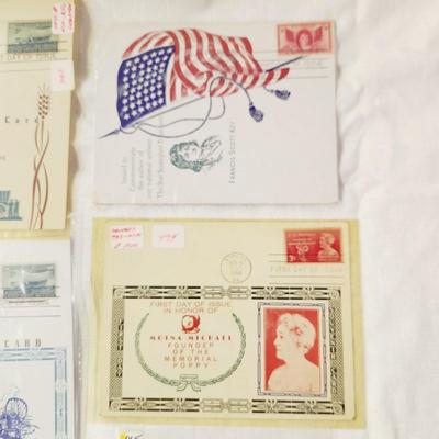 6 PC - FIRST DAY ISSUE SOUVENIR CARD STAMPS - 1948 VARIETY #2
