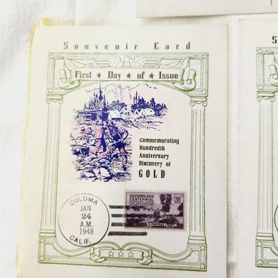 5 PC - FIRST DAY ISSUE SOUVENIR CARD STAMPS - 1948 VARIETY #3