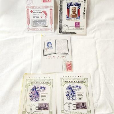 5 PC - FIRST DAY ISSUE SOUVENIR CARD STAMPS - 1948 VARIETY #3