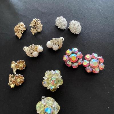 SIX PAIR COLORFUL CLIP ON EARRINGS
