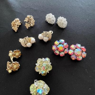 SIX PAIR COLORFUL CLIP ON EARRINGS