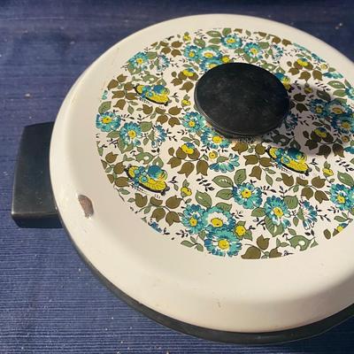 Vintage Floral Enamelware Pot