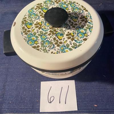 Vintage Floral Enamelware Pot
